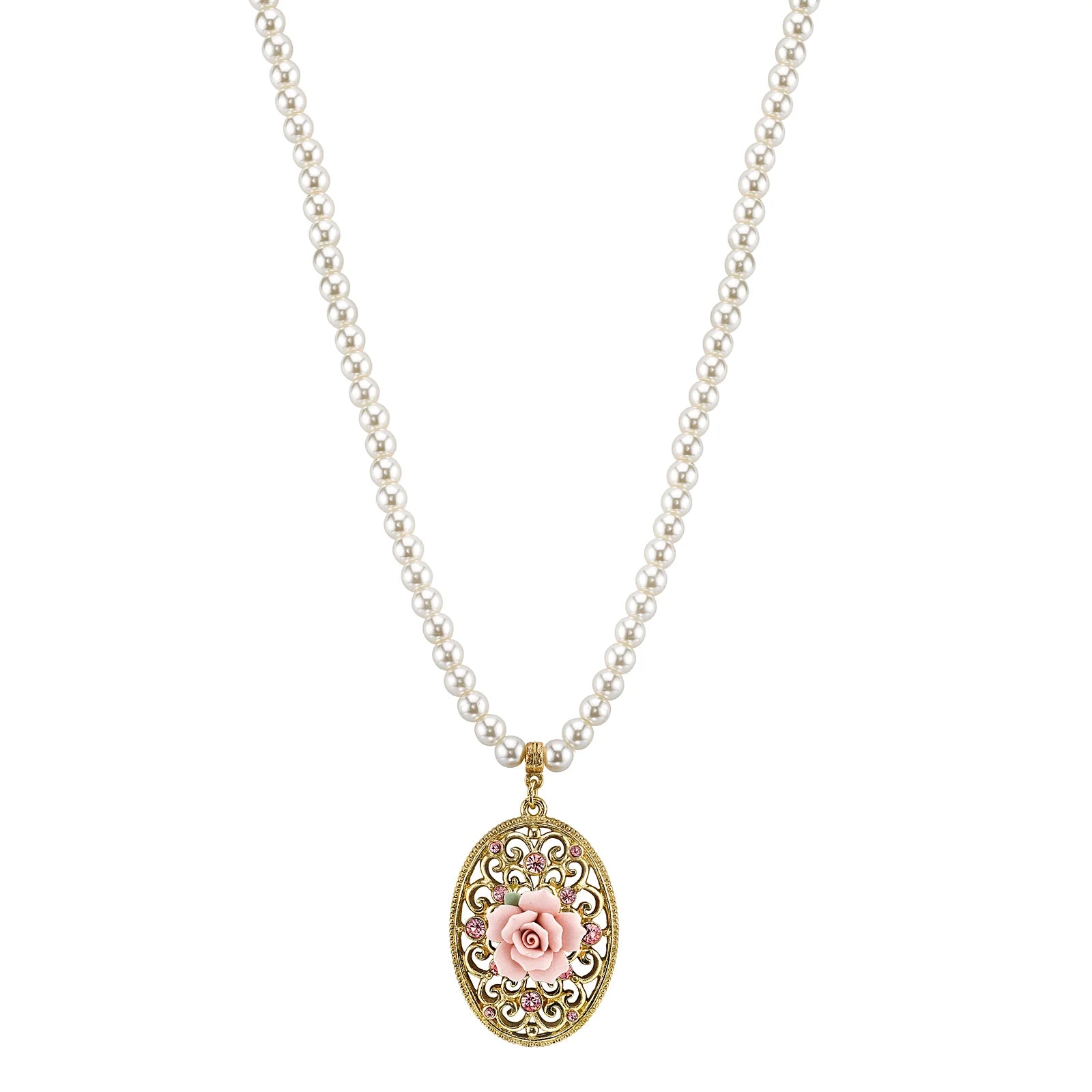 1928 porcelain rose shop necklace