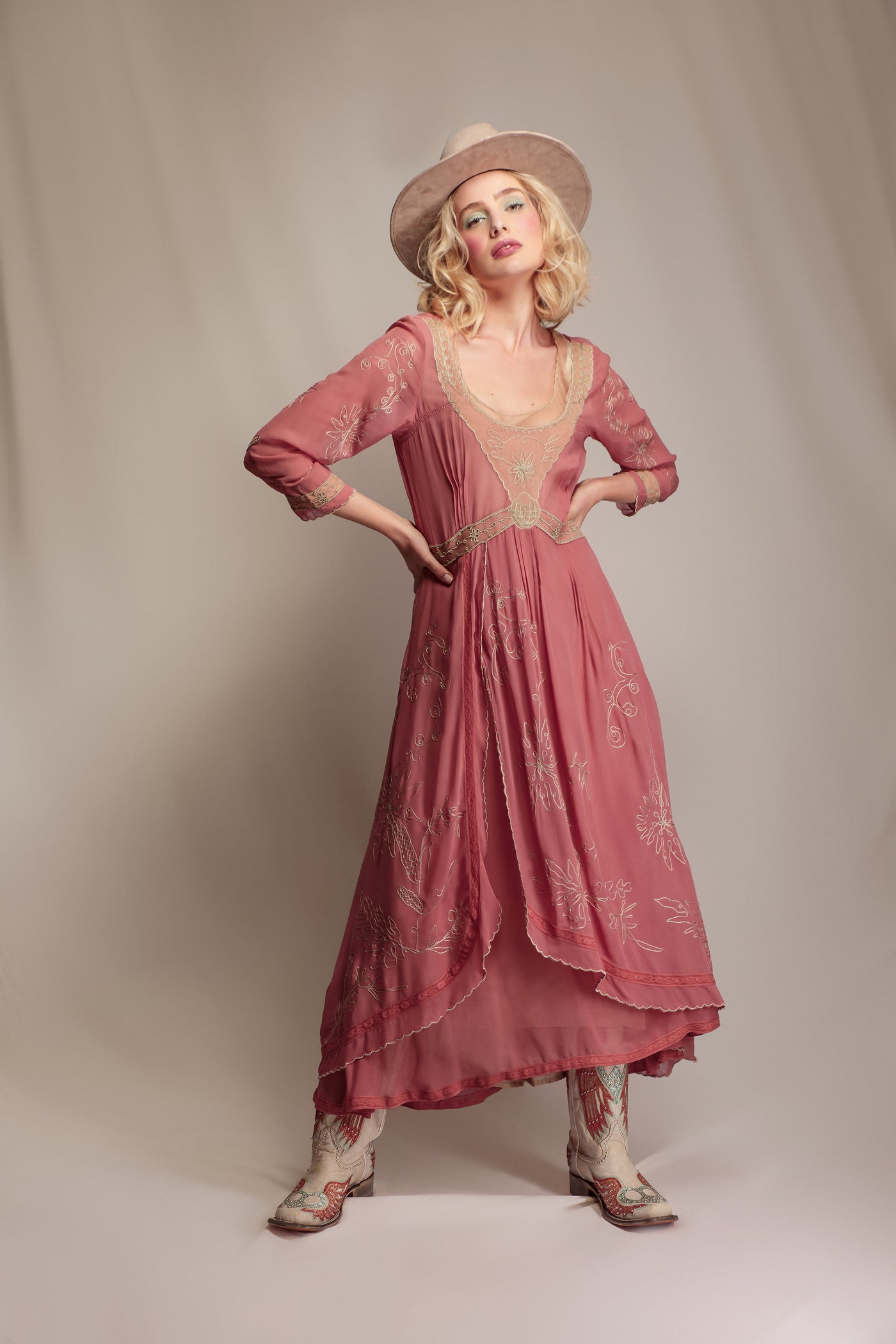Edith Desert Oasis Dress in Pink-Beige by Nataya