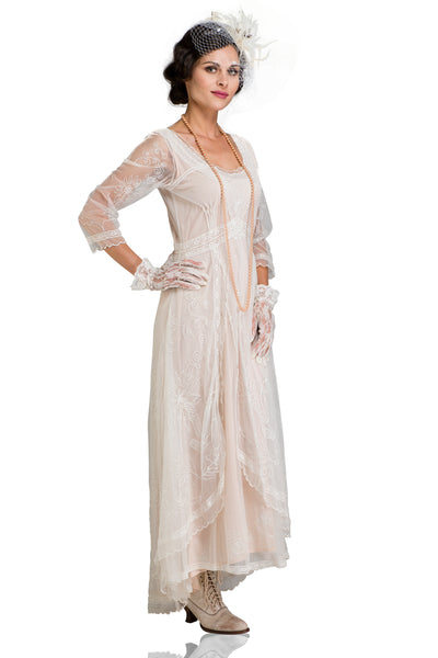 Nataya 40163 Downton Abbey Tea Party Gown in Ivory/Peach