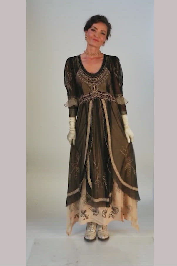 Kayla 1920s Titanic Style Dress in Black by Nataya