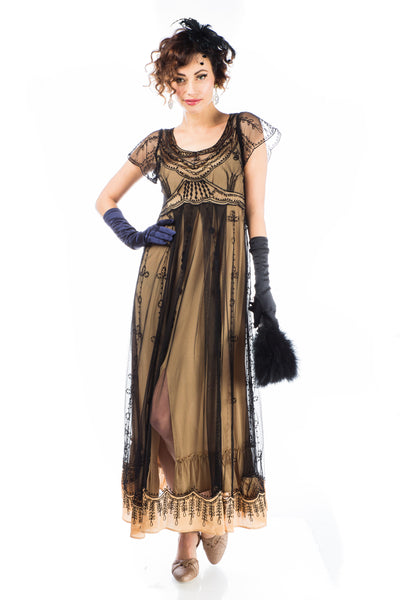 Izabella-Victorian-Style-Dress-in-Black-Gold-by-Nataya-main
