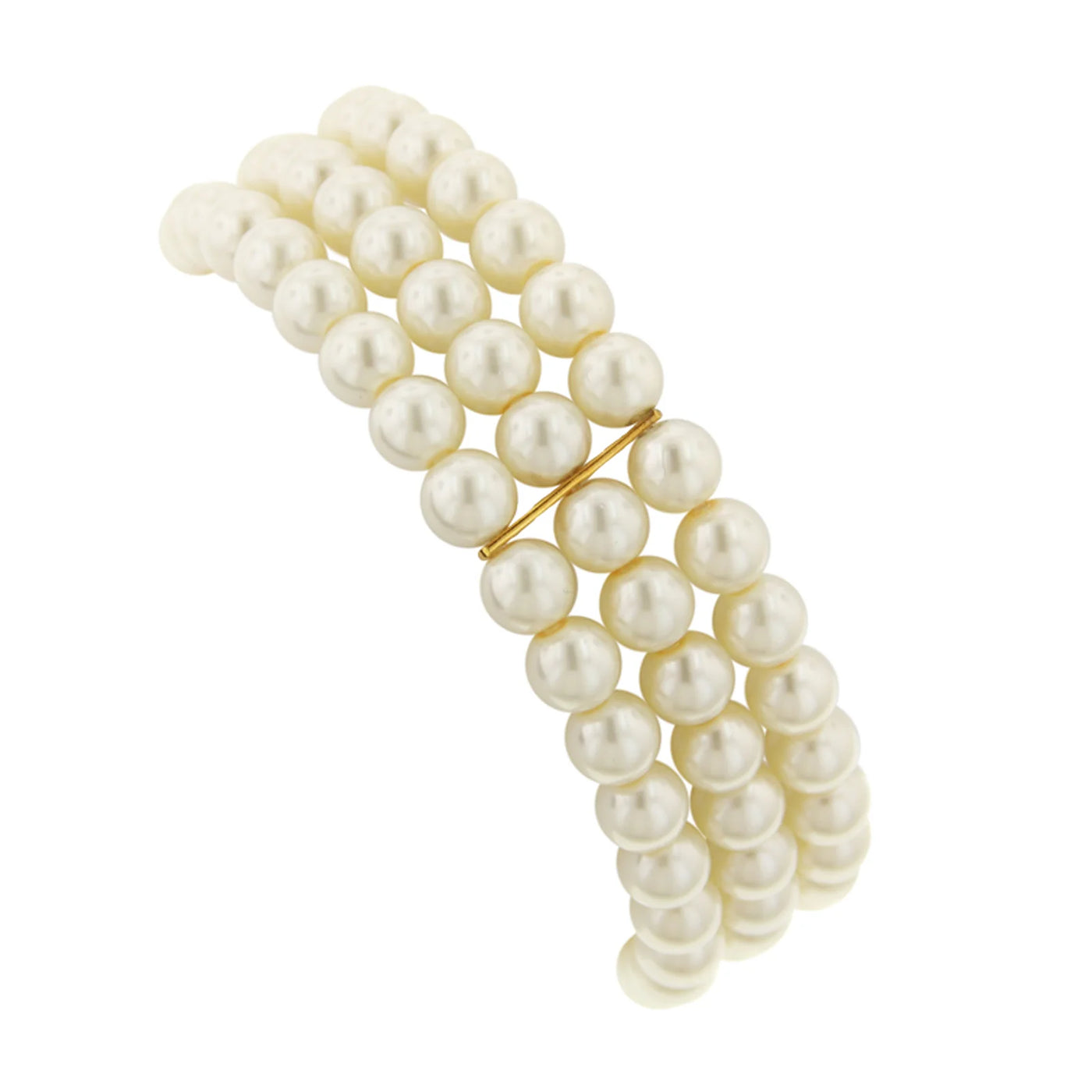 Oceano 6mm Ivory Faux Pearl 3-Row Stretch Bracelet