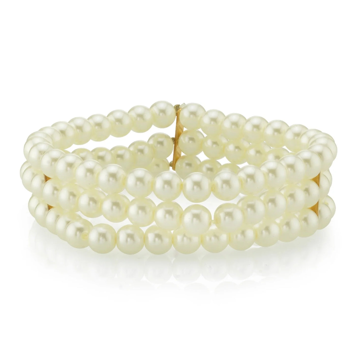 Oceano 6mm Ivory Faux Pearl 3-Row Stretch Bracelet