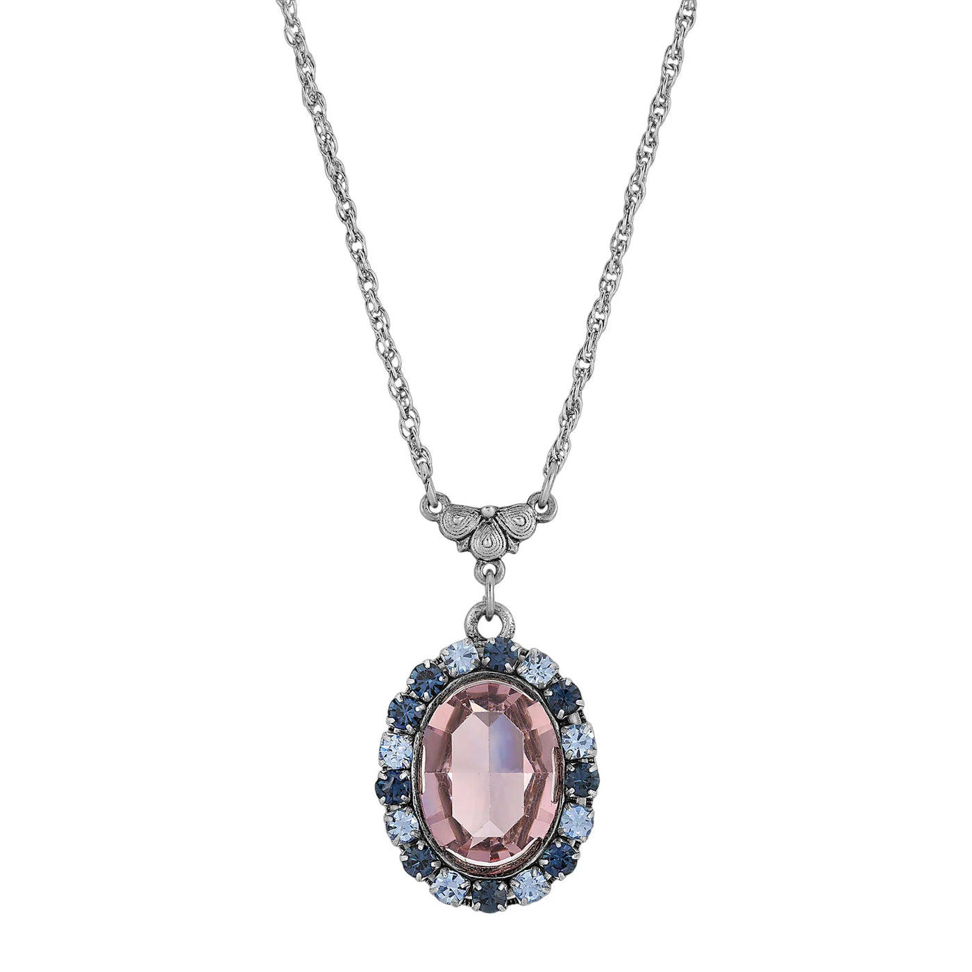 Anastasia Blue Rimmed Purple Oval Pendant Necklace