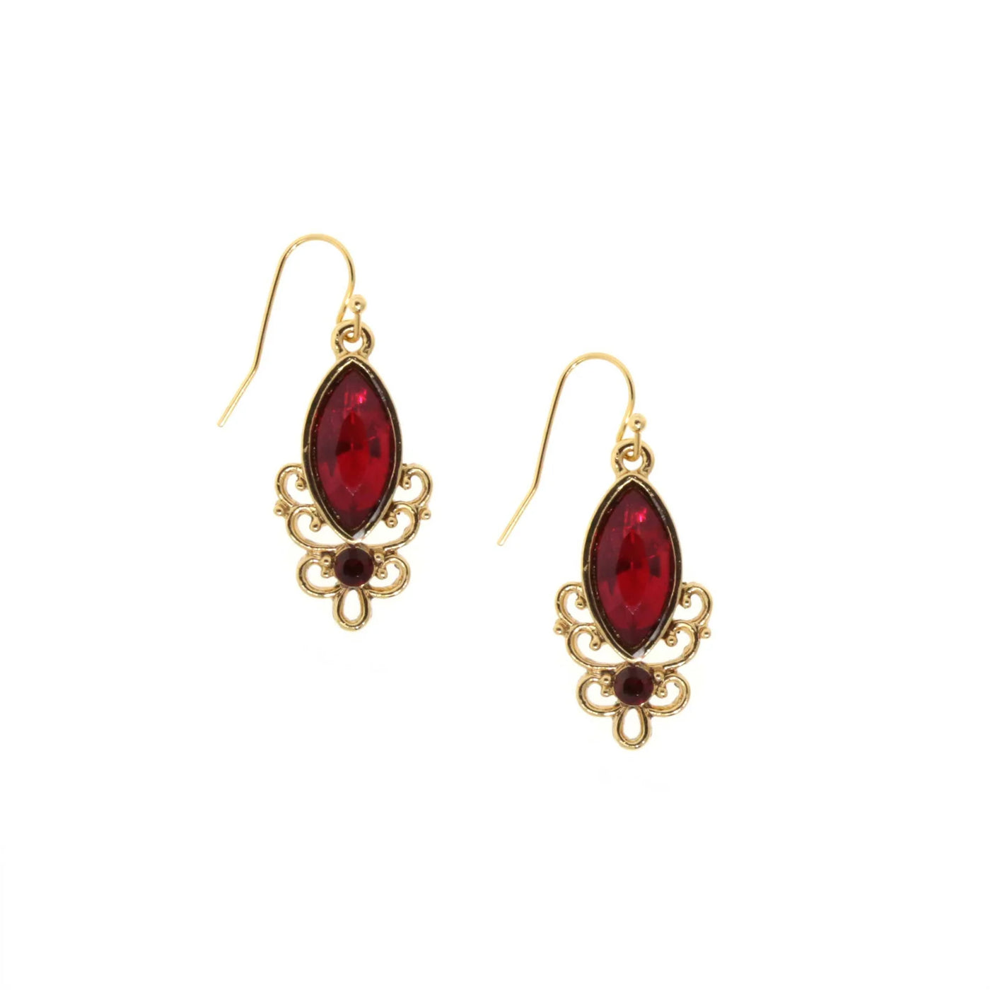 Alluring Siam Red Crystal Drop Earrings