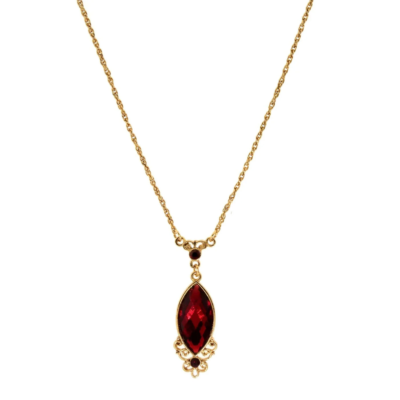 Alluring Siam Red Filigree Pendant Necklace