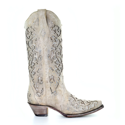 Evelyn Western Wedding Tall Boots in Grey