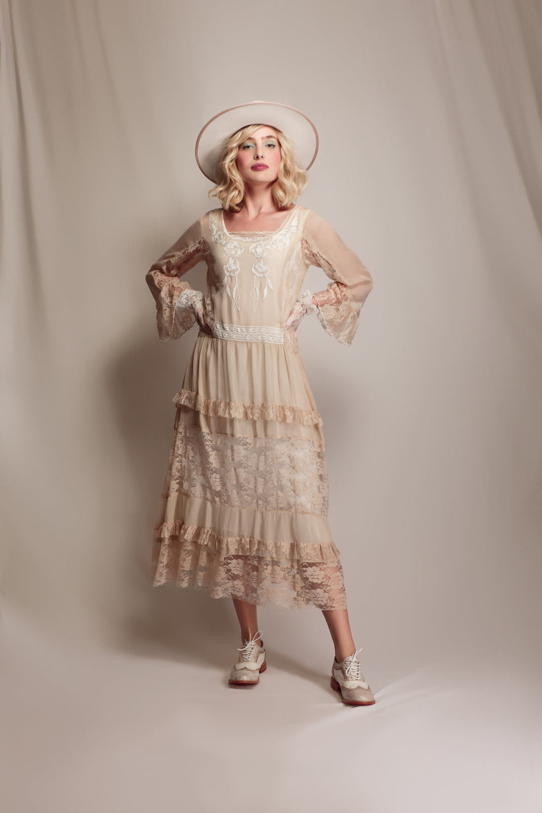 ivory cream dress Ivory and Cream Lace Wedding Dress Long Sleeve Bridal Gown by GL1804-New Collection S / Ivory/Cream