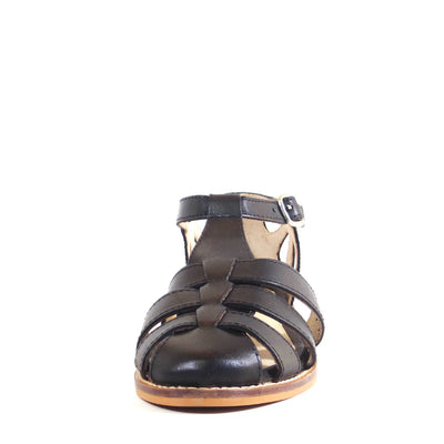 Carina Vintage Style T-Strap Flats in Black