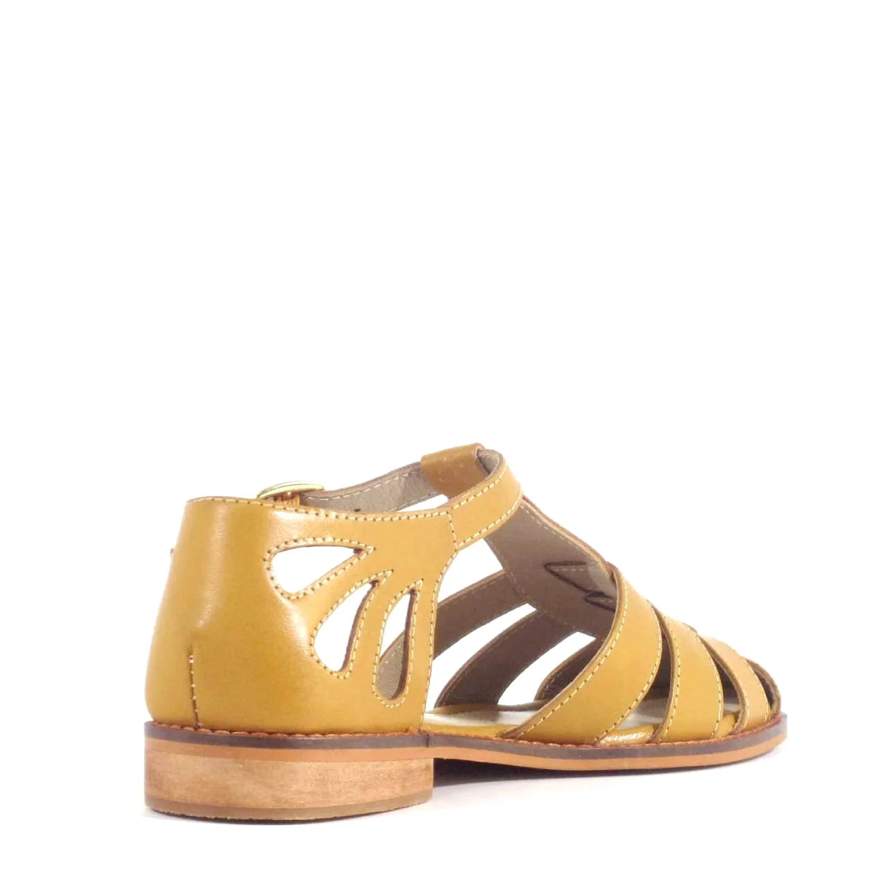 Carina Vintage Style T-Strap Flats in Mustard
