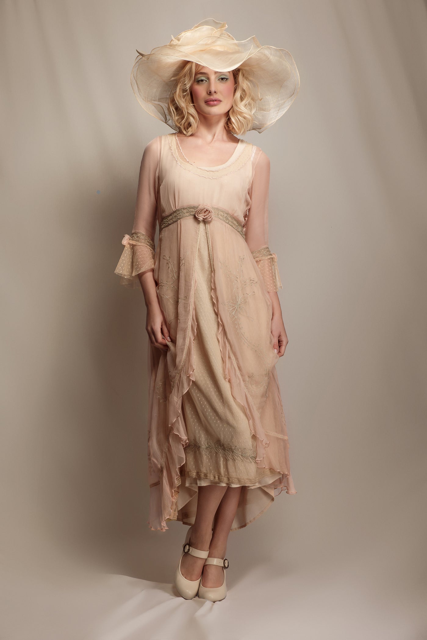 Dafna Skyline Blush Dress in Peach-Sage by Nataya