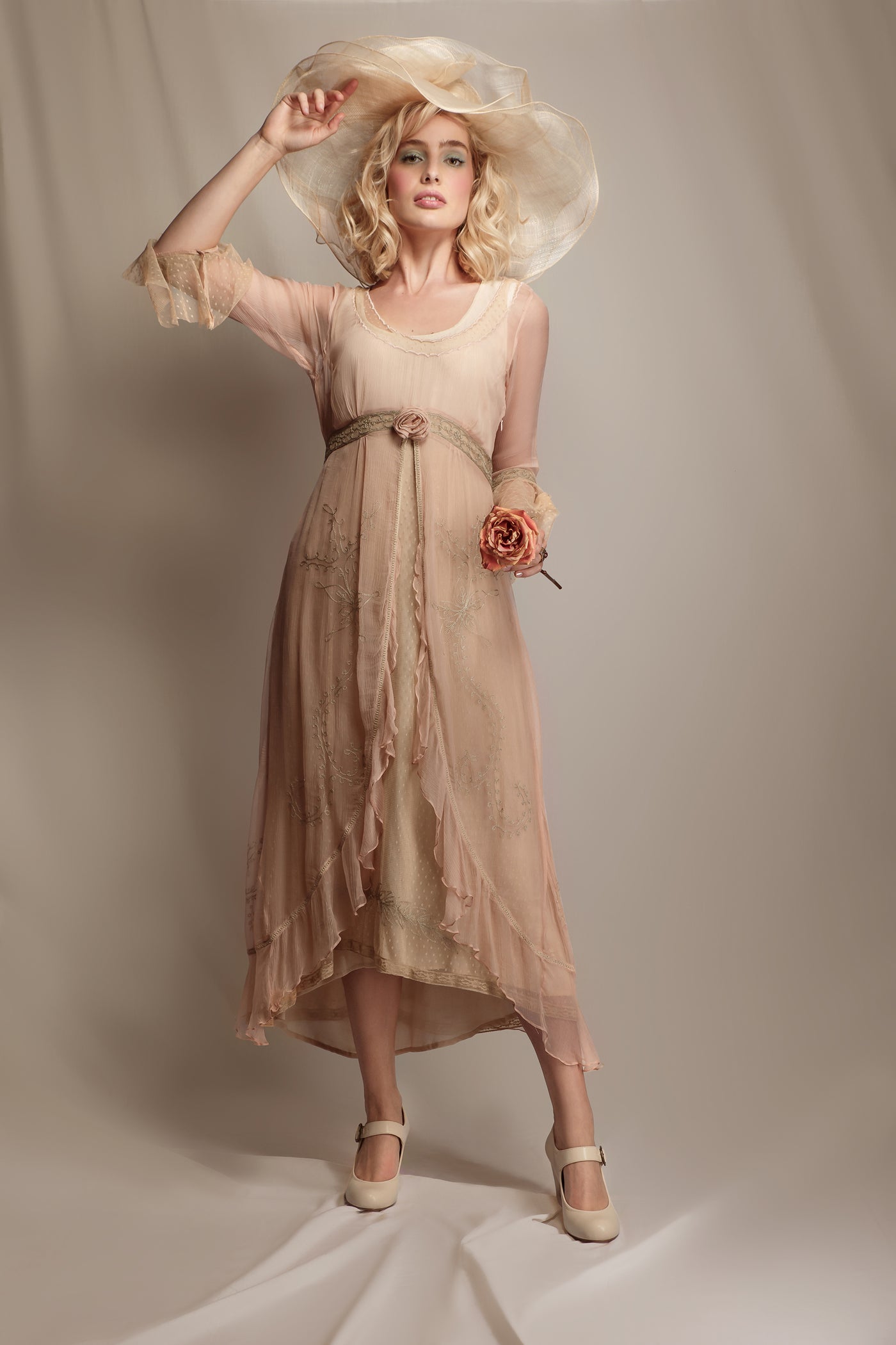 Dafna Skyline Blush Dress in Peach-Sage by Nataya