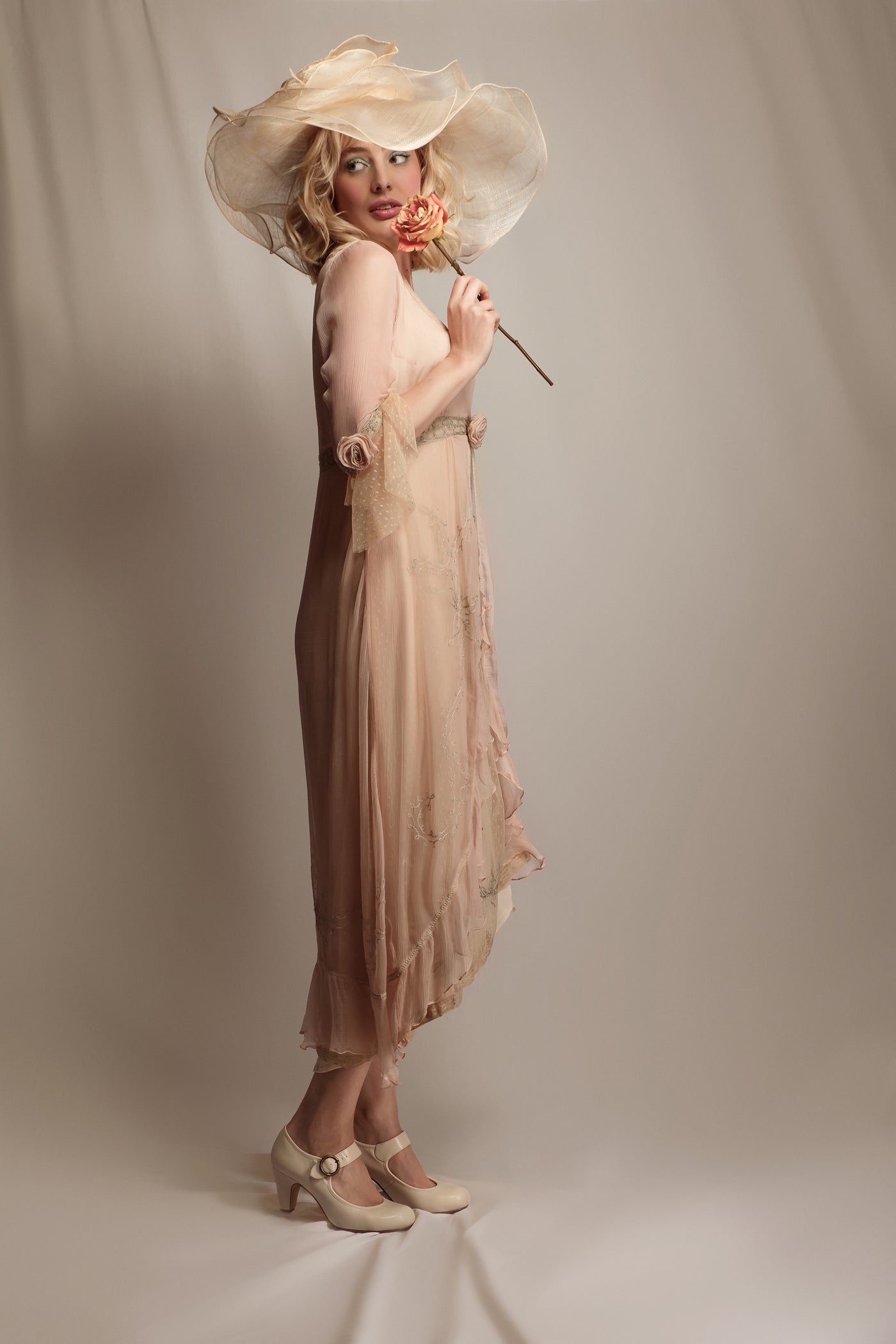 Dafna Skyline Blush Dress in Peach-Sage by Nataya