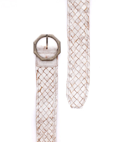 Textured view of Dreamweaver Artisan Weave Belt in Nectar Lux, highlighting craftsmanship and whitewashed leather
