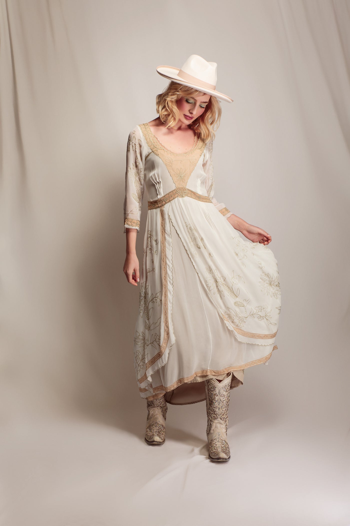 Edith Desert Oasis Dress in Ivory-Beige by Nataya
