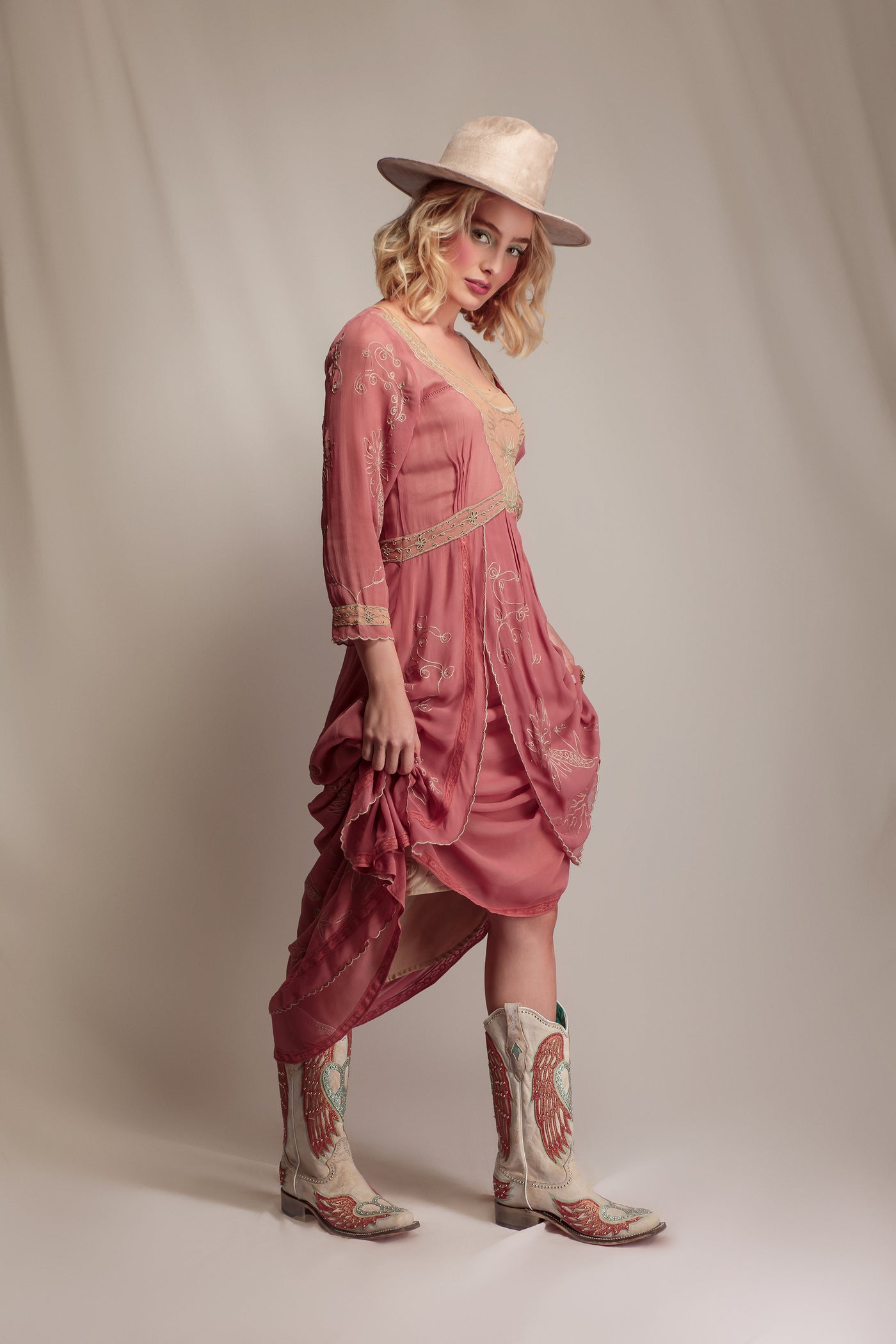 Edith Desert Oasis Dress in Pink-Beige by Nataya