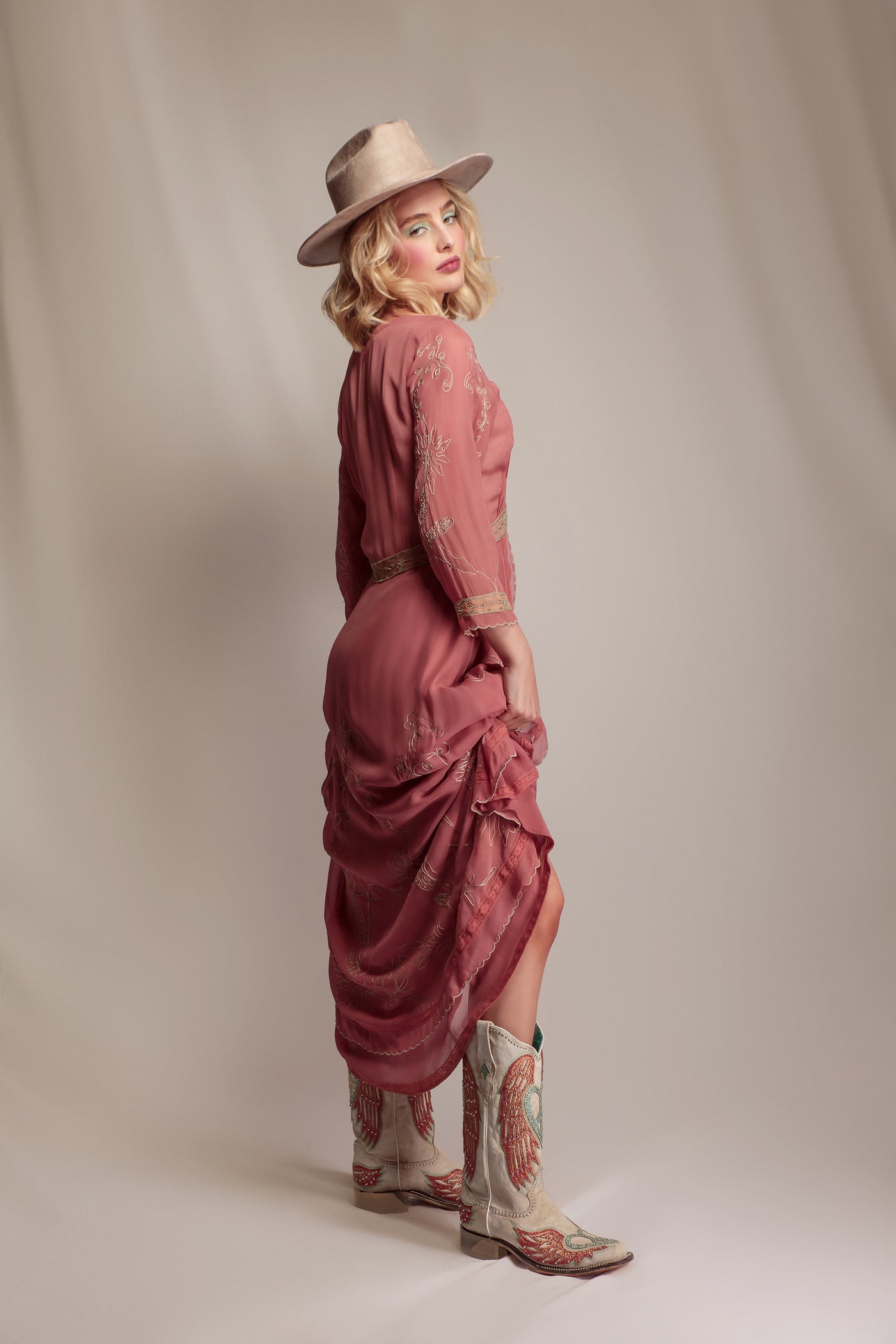 Edith Desert Oasis Dress in Pink-Beige by Nataya