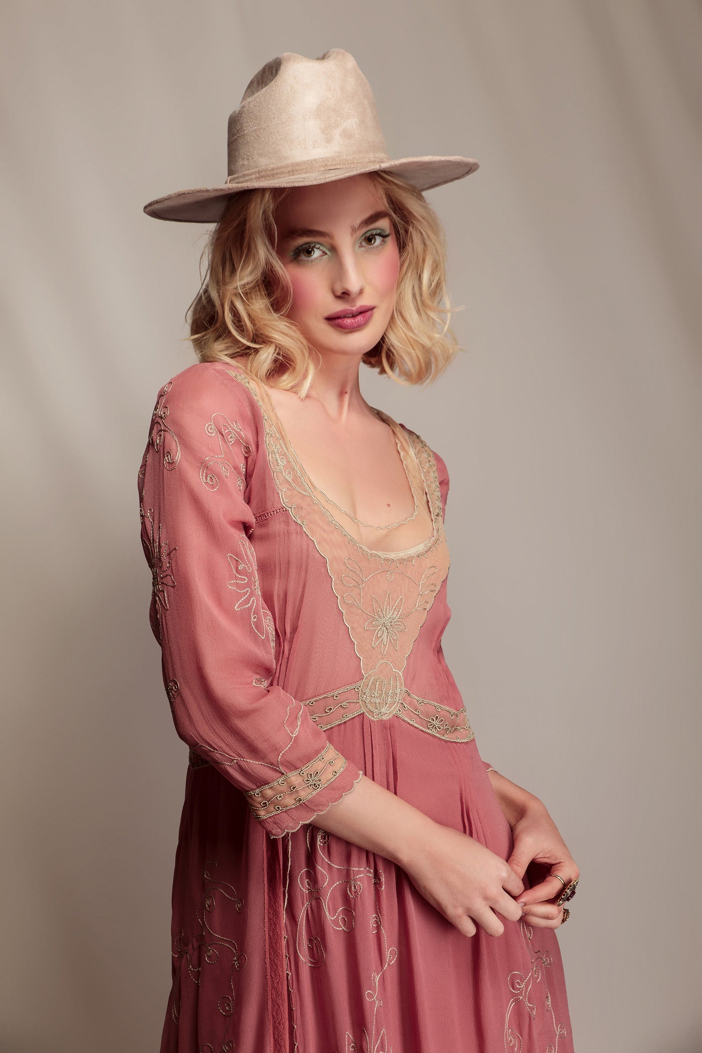 Edith Desert Oasis Dress in Pink-Beige by Nataya