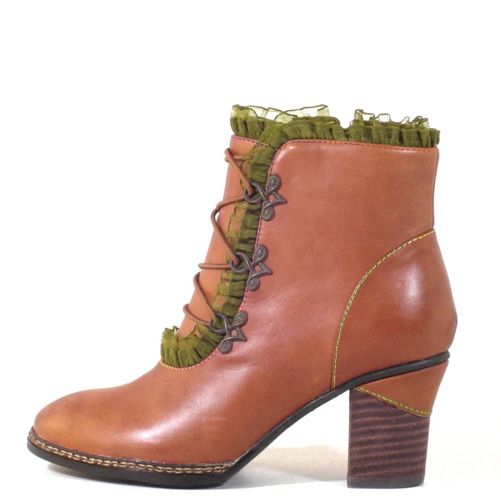 Galleria Victorian Style Booties in Tan