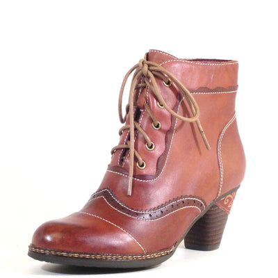 Gemma Victorian Style Booties in Tan