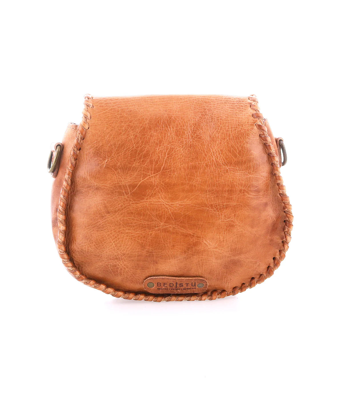 Half Moon Tassel Bag in Tan Rustic, handcrafted tan leather crossbody with Western boho flair