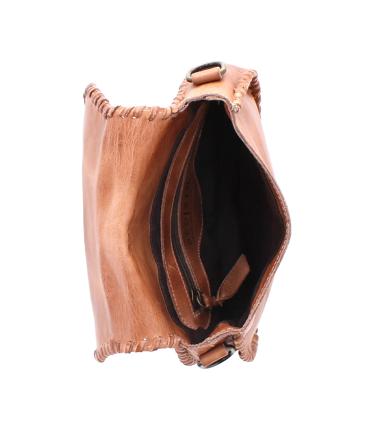 Half Moon Tassel Bag in Tan Rustic, handcrafted tan leather crossbody with Western boho flair