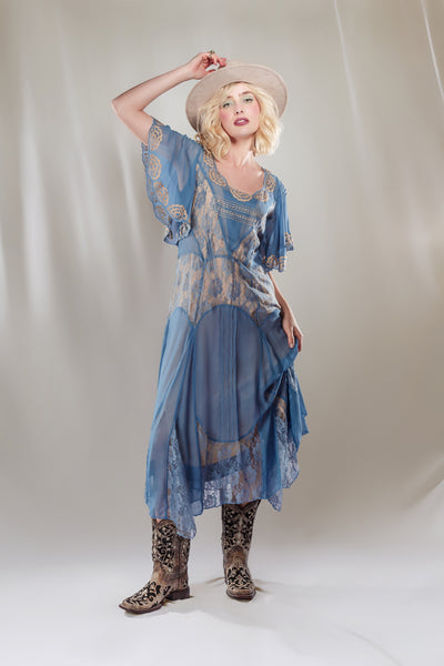 Irene Cactus Blossom Gown in Blue by Nataya