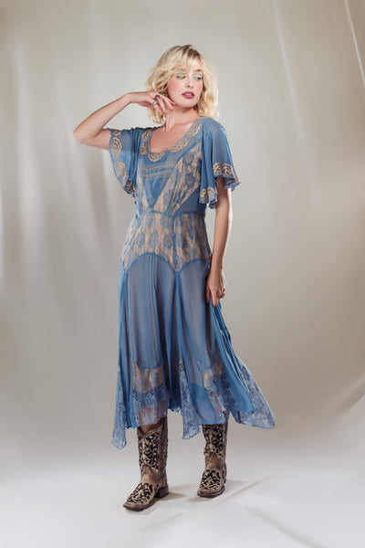 Irene Cactus Blossom Gown in Blue by Nataya