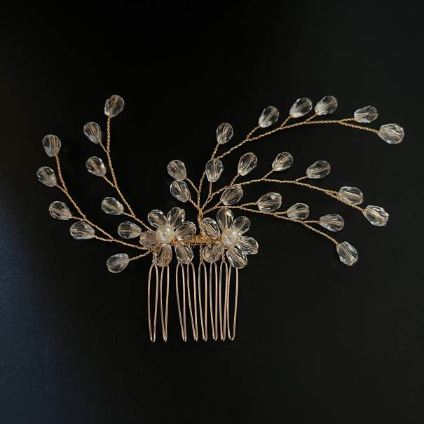 Fleur Vintage Hair Comb in Gold