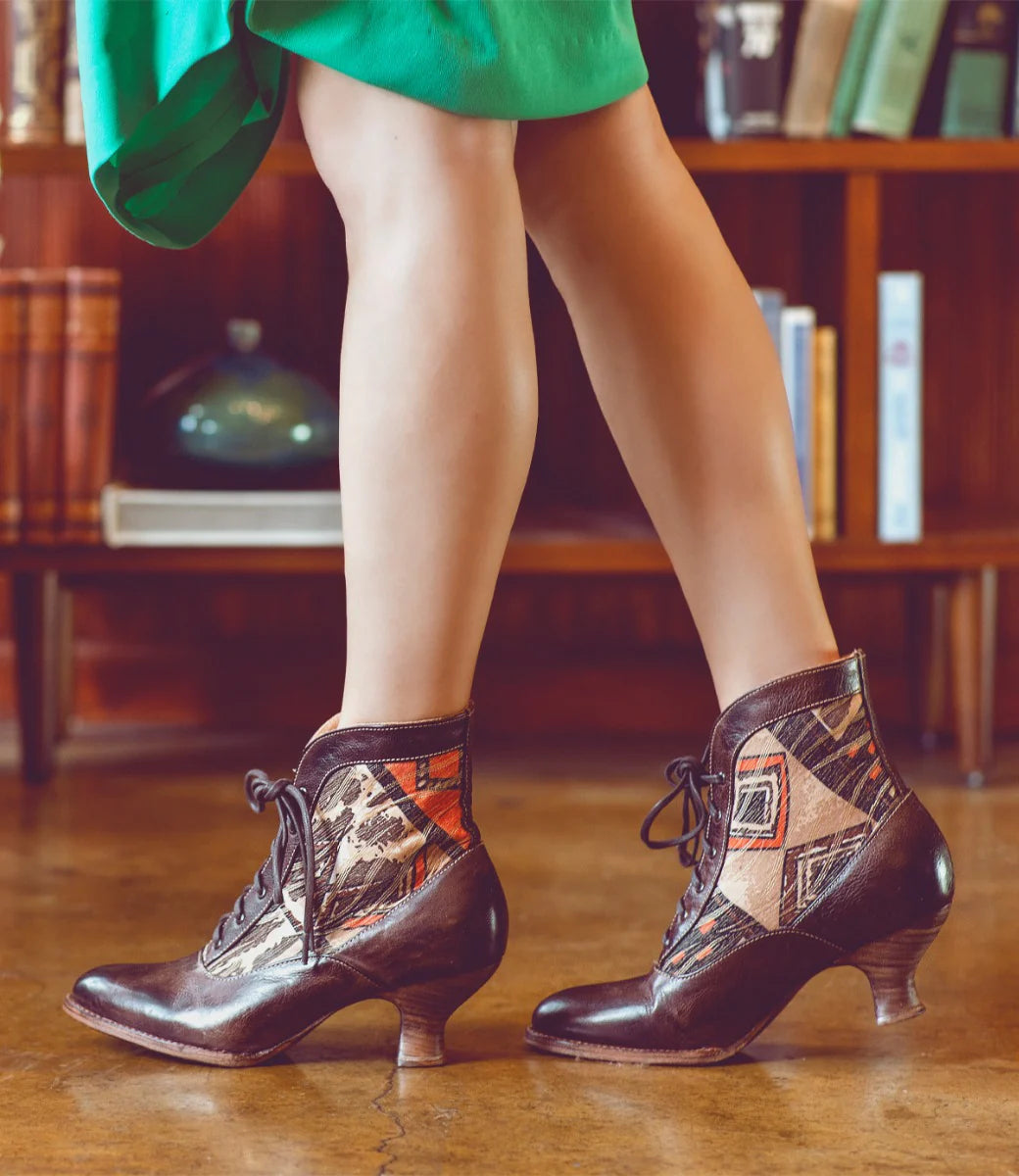 Jacquelyn Lace Up Leather Boots in Brown Rustic