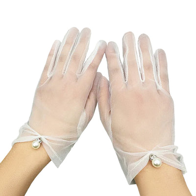 Lace Wrist Wedding Gloves in White