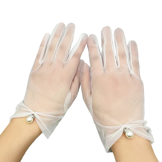 Lace Wrist Wedding Gloves in White – Nataya
