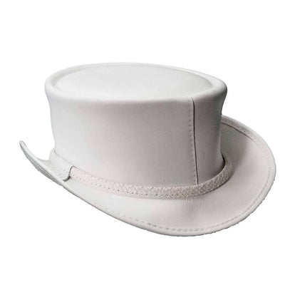 Ghost Rider Western Leather Top Hat in White