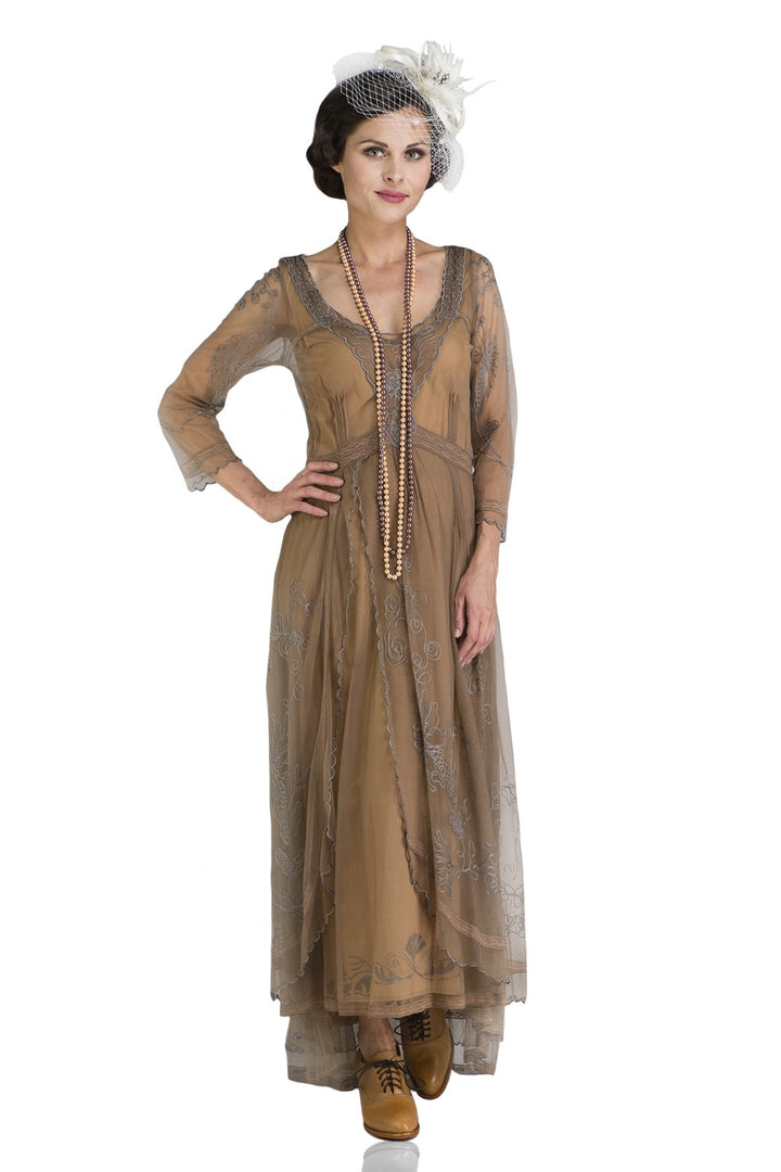 dress for downton abbey party Nataya 40163 Downton Abbey Antique Silver Tea Party Gown