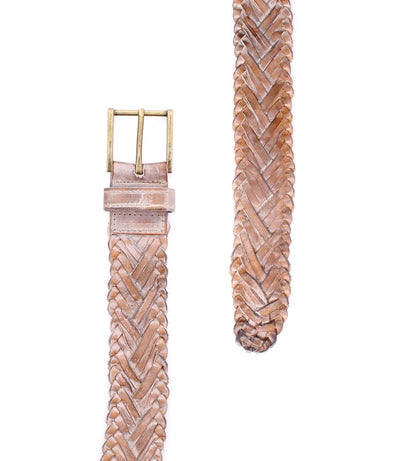 Proem Artisan Weave Belt in Tan Rustic — handcrafted woven belt that elevates any casual outfit