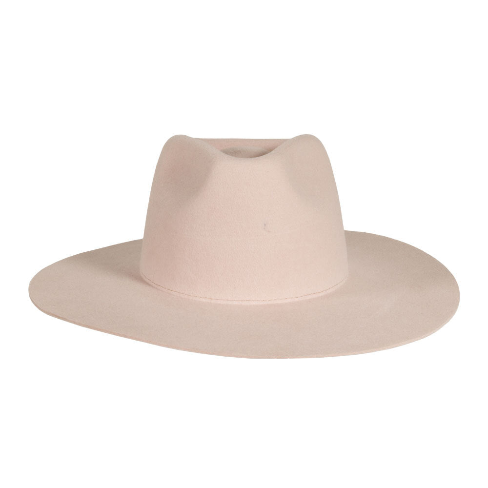 Rancher Wide Brim Felt Fedora Hat in Blush