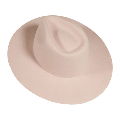 Rancher Wide Brim Felt Fedora Hat in Blush