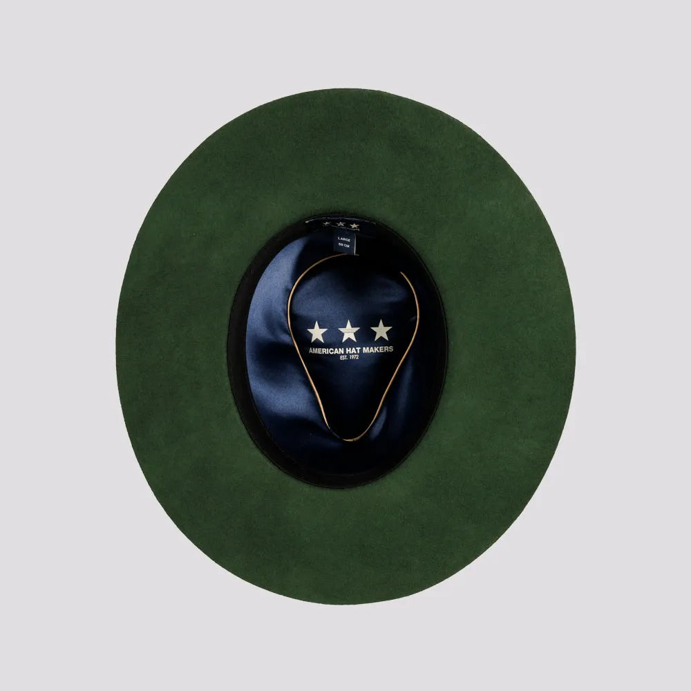 Rancher Wide Brim Felt Fedora Hat in Olive