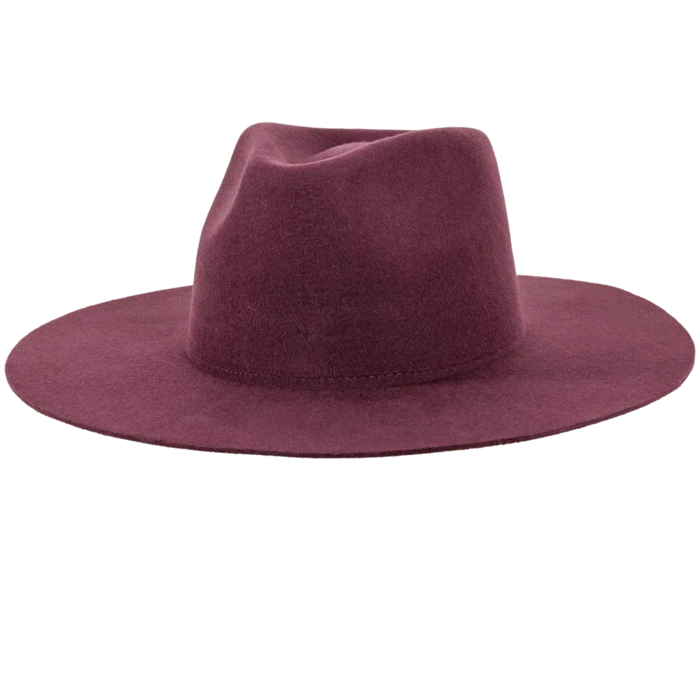 Rancher Wide Brim Felt Fedora Hat in Plum