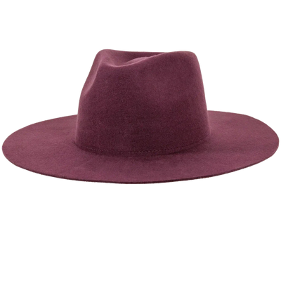 Rancher Wide Brim Felt Fedora Hat in Plum