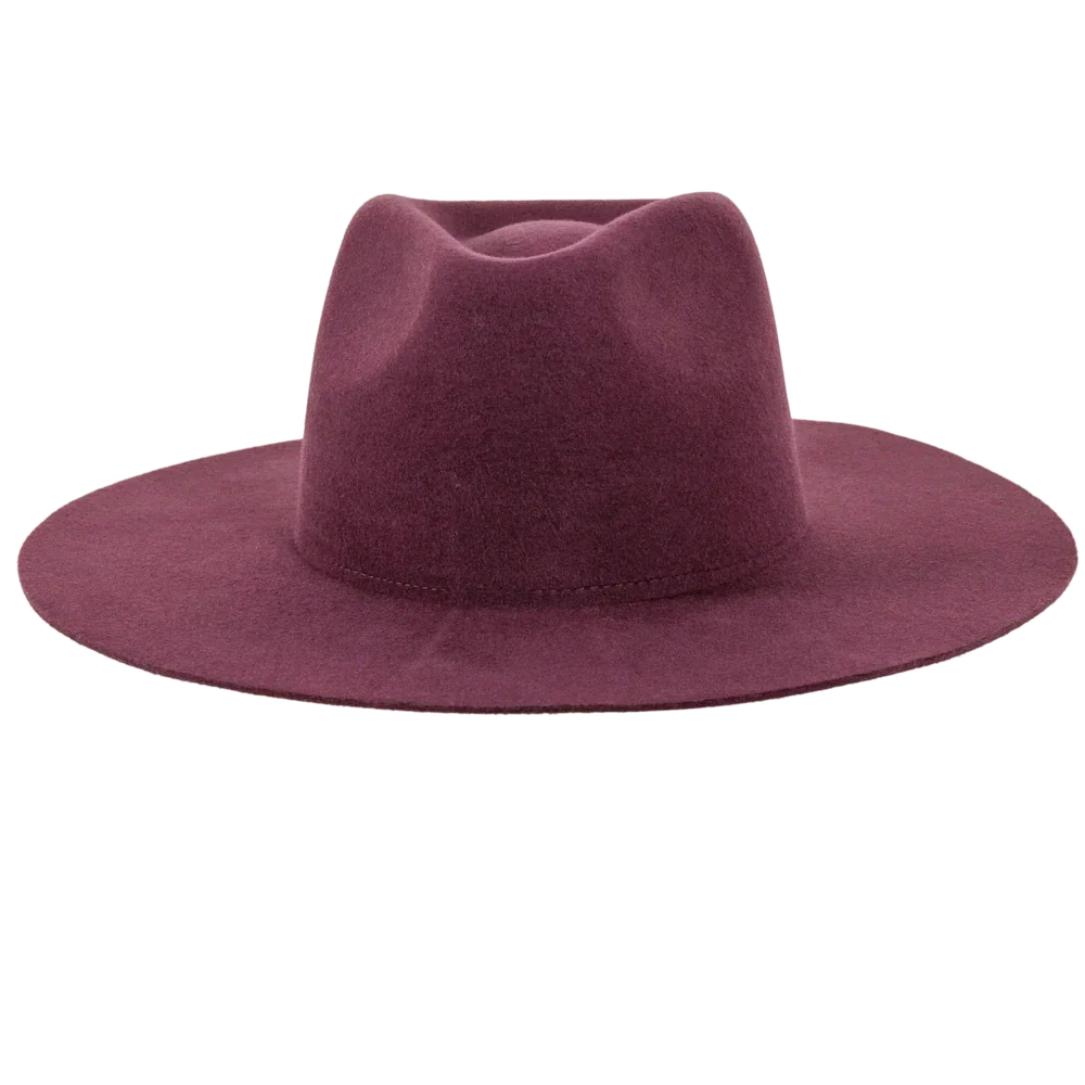 Rancher Wide Brim Felt Fedora Hat in Plum