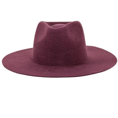 Rancher Wide Brim Felt Fedora Hat in Plum
