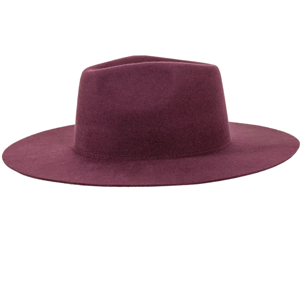 Rancher Wide Brim Felt Fedora Hat in Plum