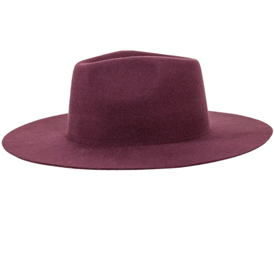 Rancher Wide Brim Felt Fedora Hat in Plum