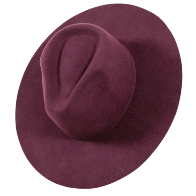 Rancher Wide Brim Felt Fedora Hat in Plum