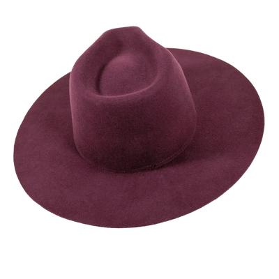 Rancher Wide Brim Felt Fedora Hat in Plum