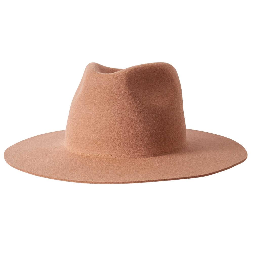 Rancher Wide Brim Felt Fedora Hat in Tan