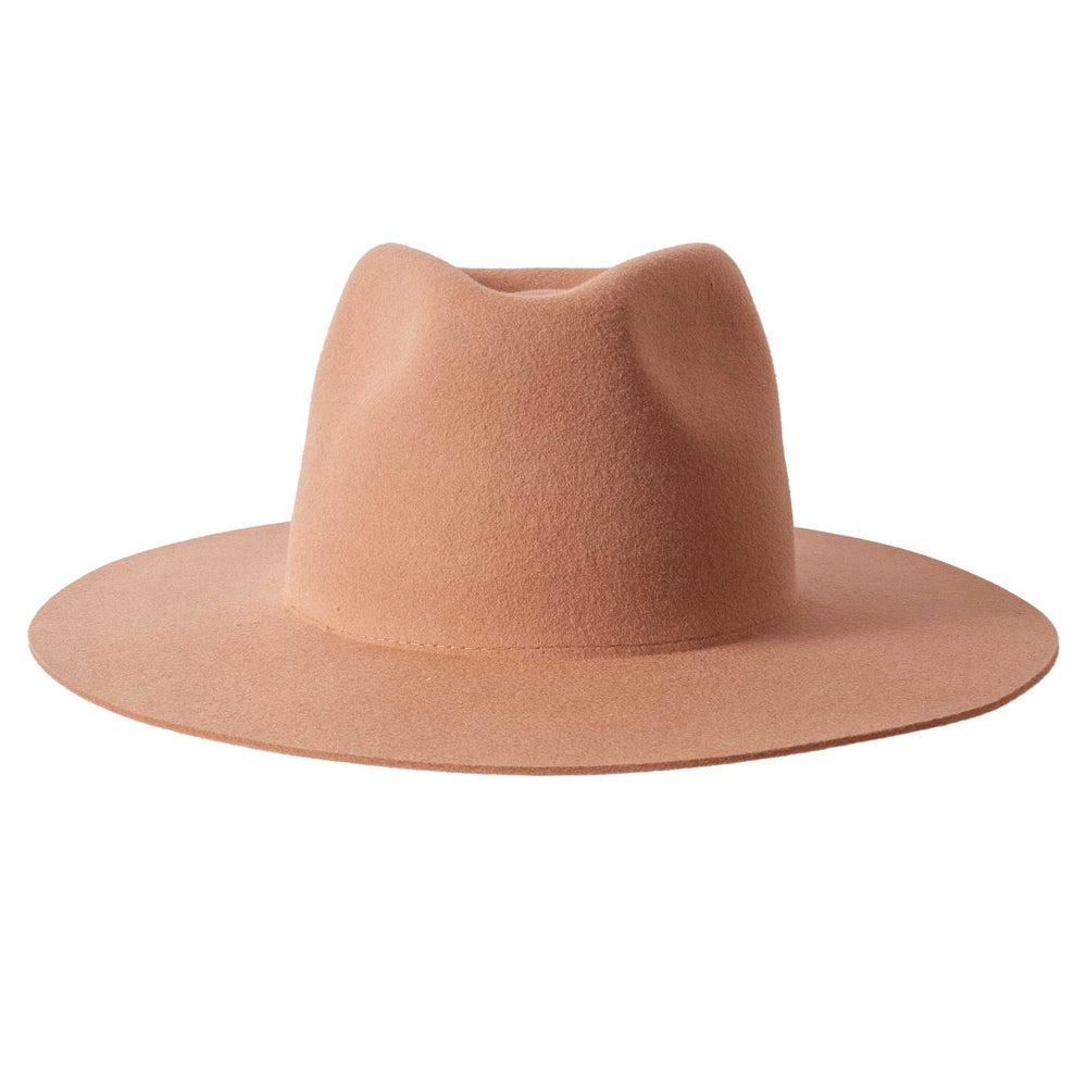 Rancher Wide Brim Felt Fedora Hat in Tan