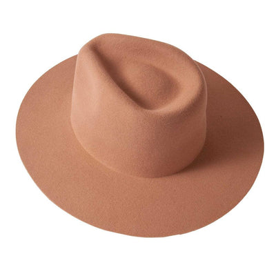 Rancher Wide Brim Felt Fedora Hat in Tan