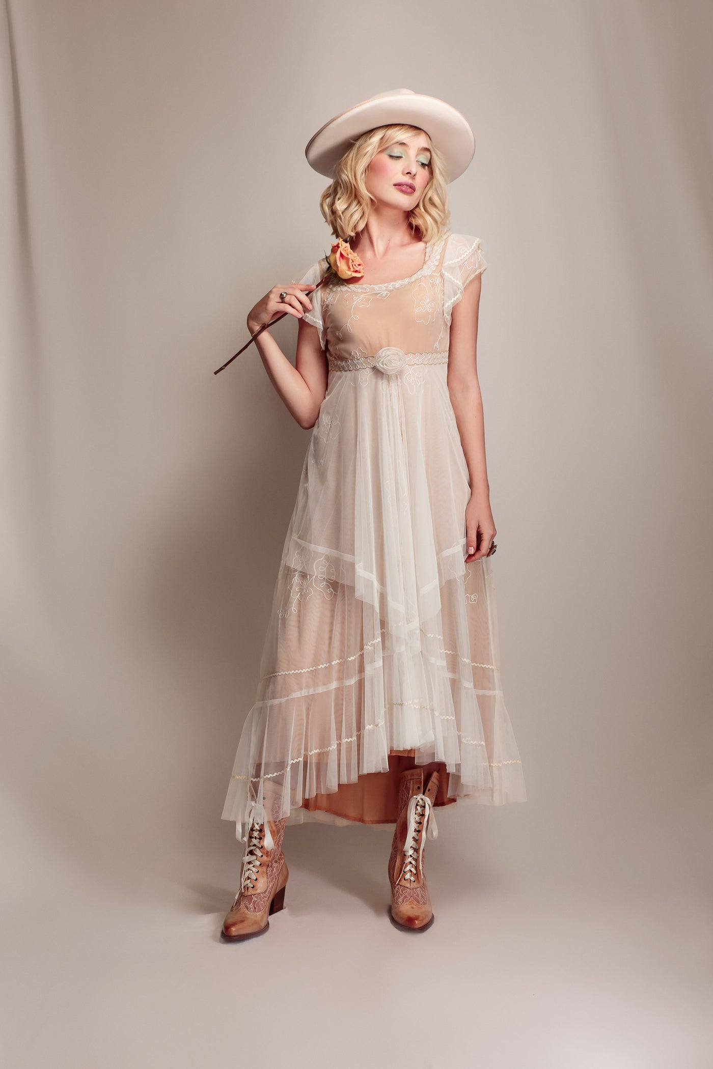 Savannah Desert Breeze Dress in Ivory-Gold by Nataya